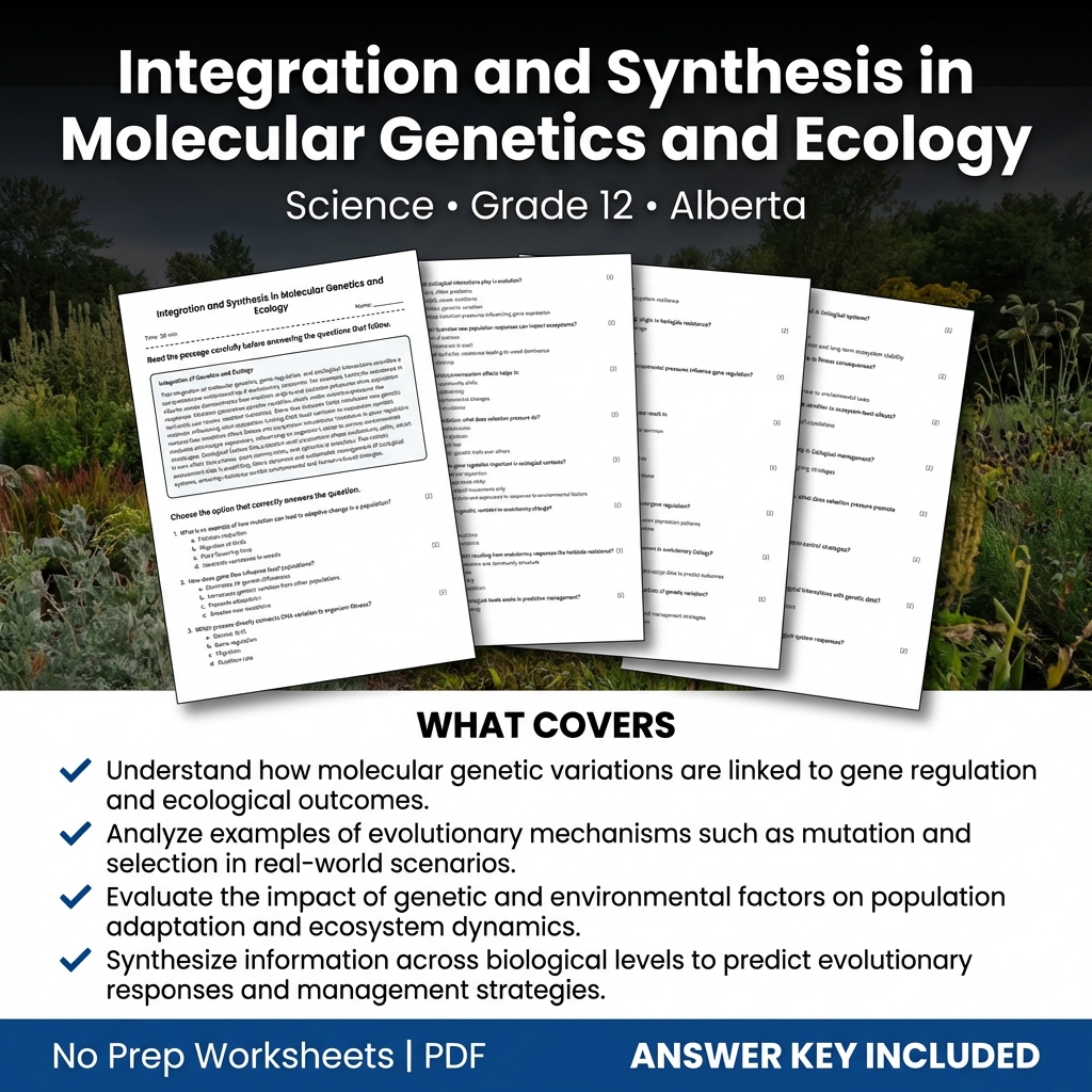 Grade 12 Science Worksheet | Integration and Synthesis in Genetics & Ecology