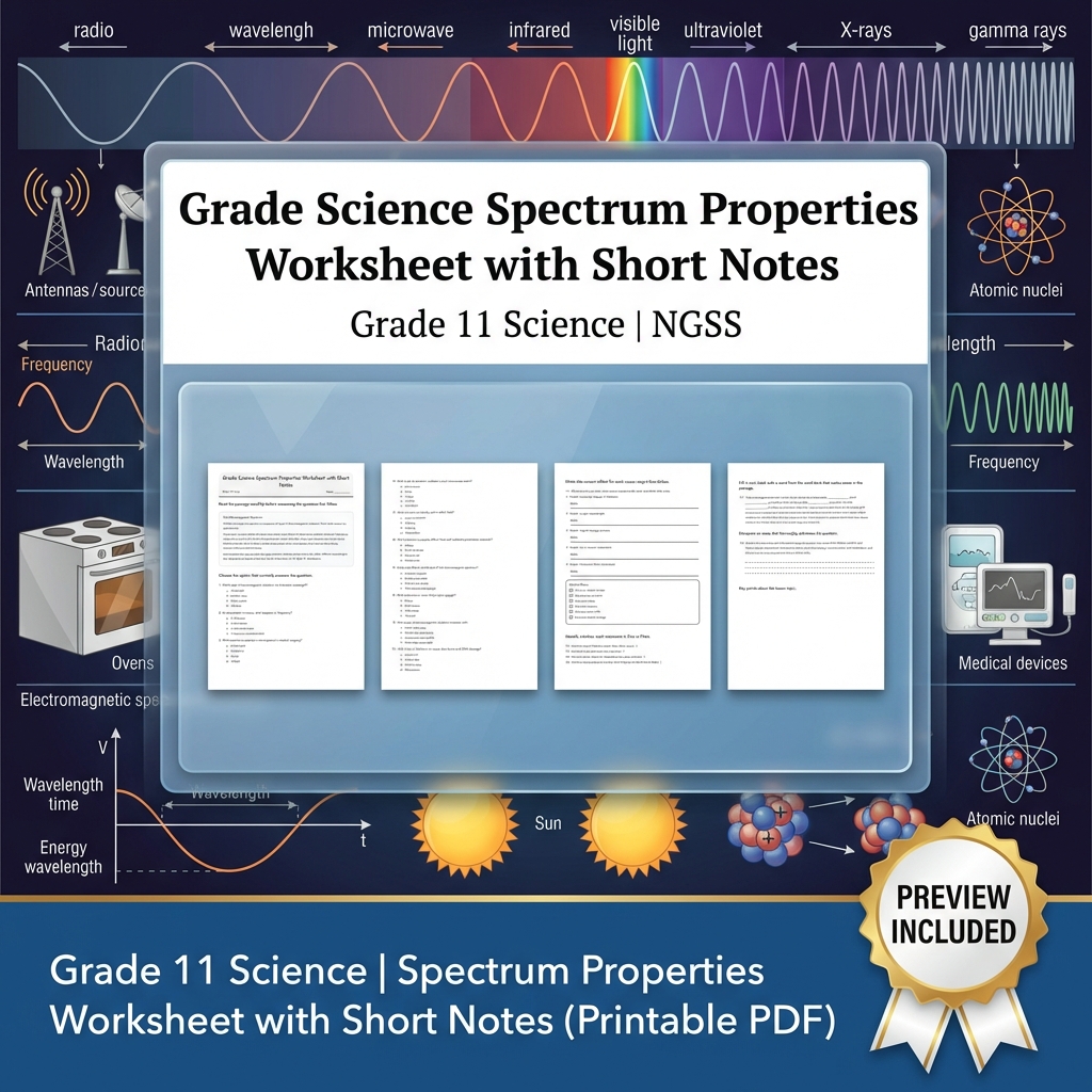 Grade 11 Science NGSS Worksheet Bundle – Ecosystem, Genetics & Physics Topics — included worksheet 15