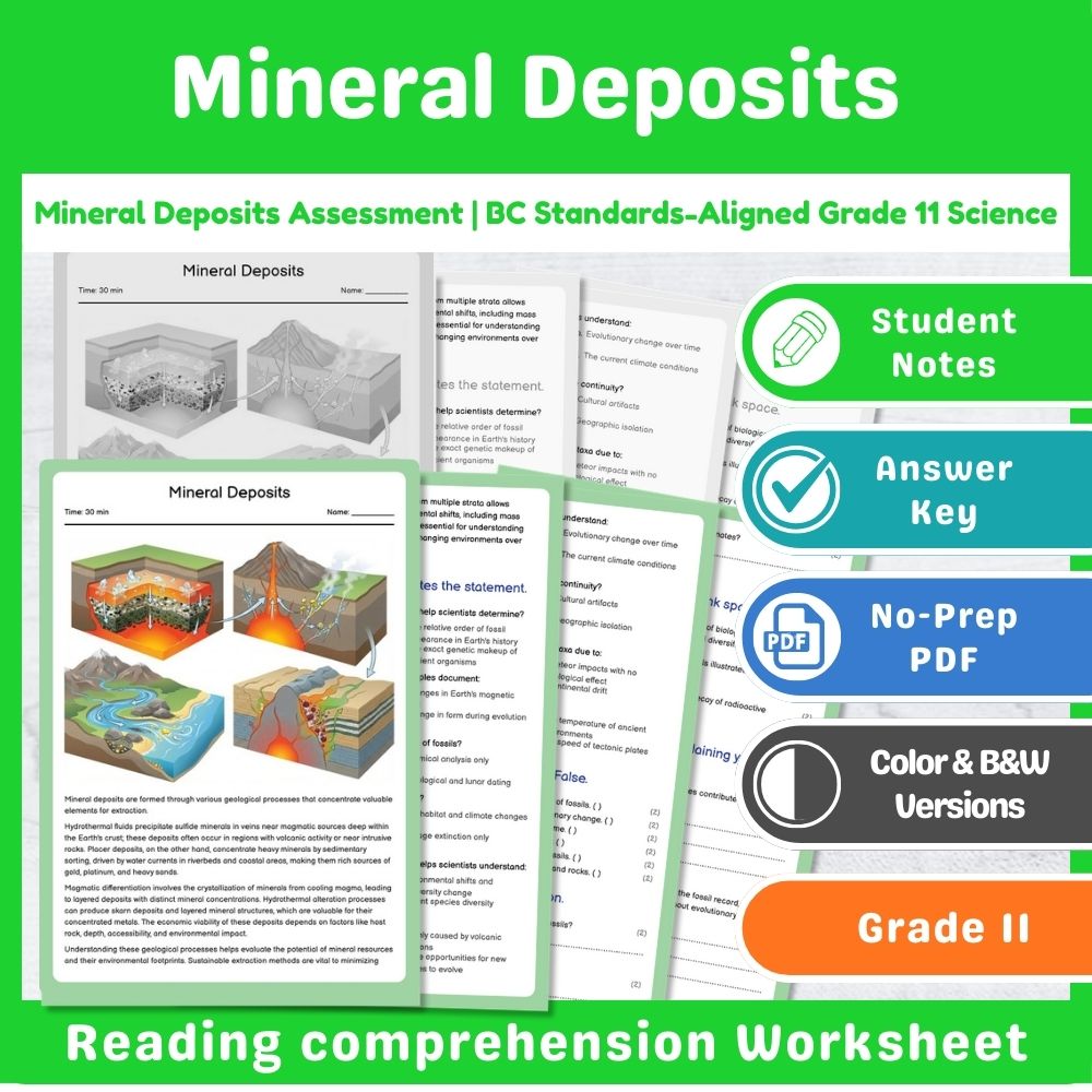 Grade 11 Science Assessment | Plate Tectonics BC Standards Mini Bundle — included worksheet 4