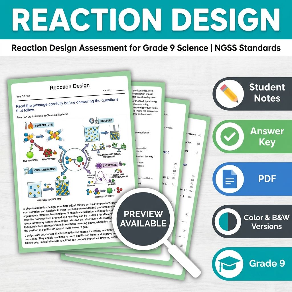 Reaction Design Assessment for Grade 9 Science | NGSS Standards
