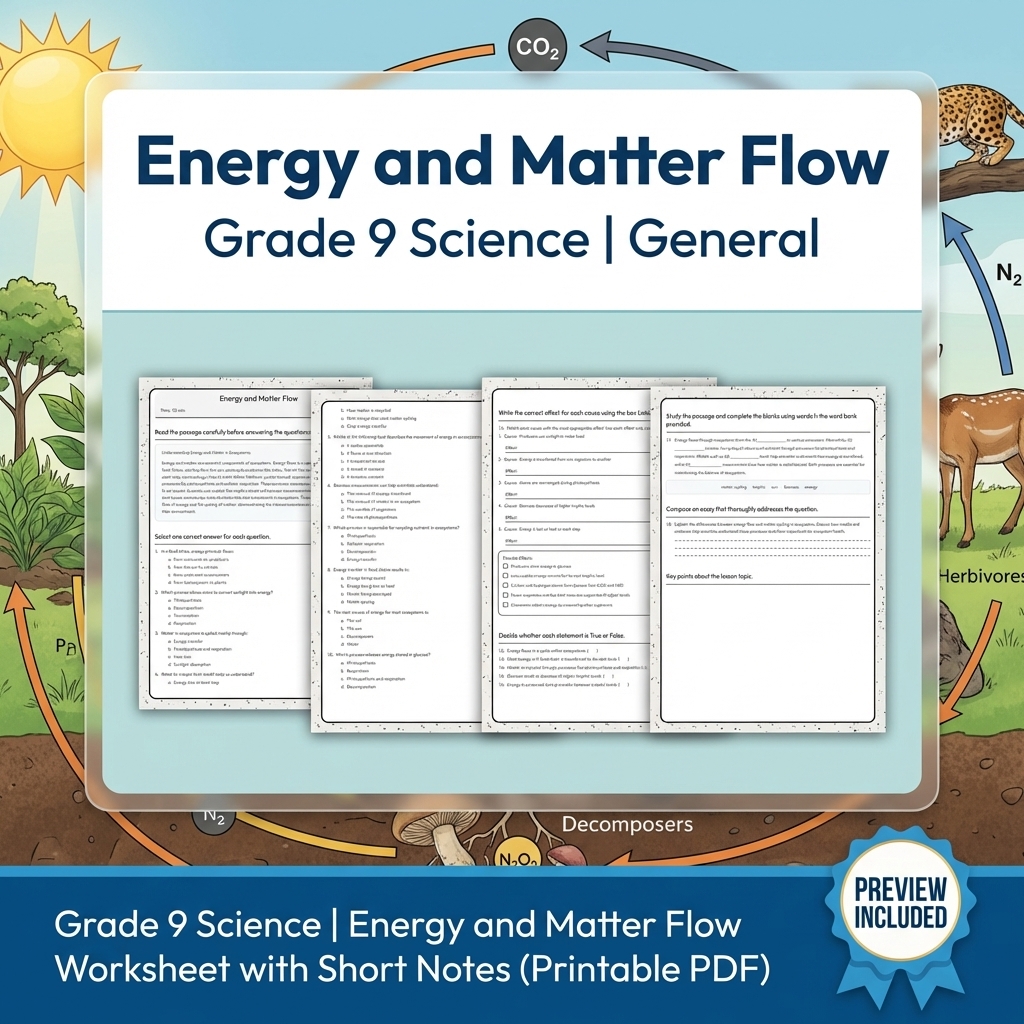 Grade 9 Science Data & Model Reasoning Full-Year Bundle: General Framework — included worksheet 8