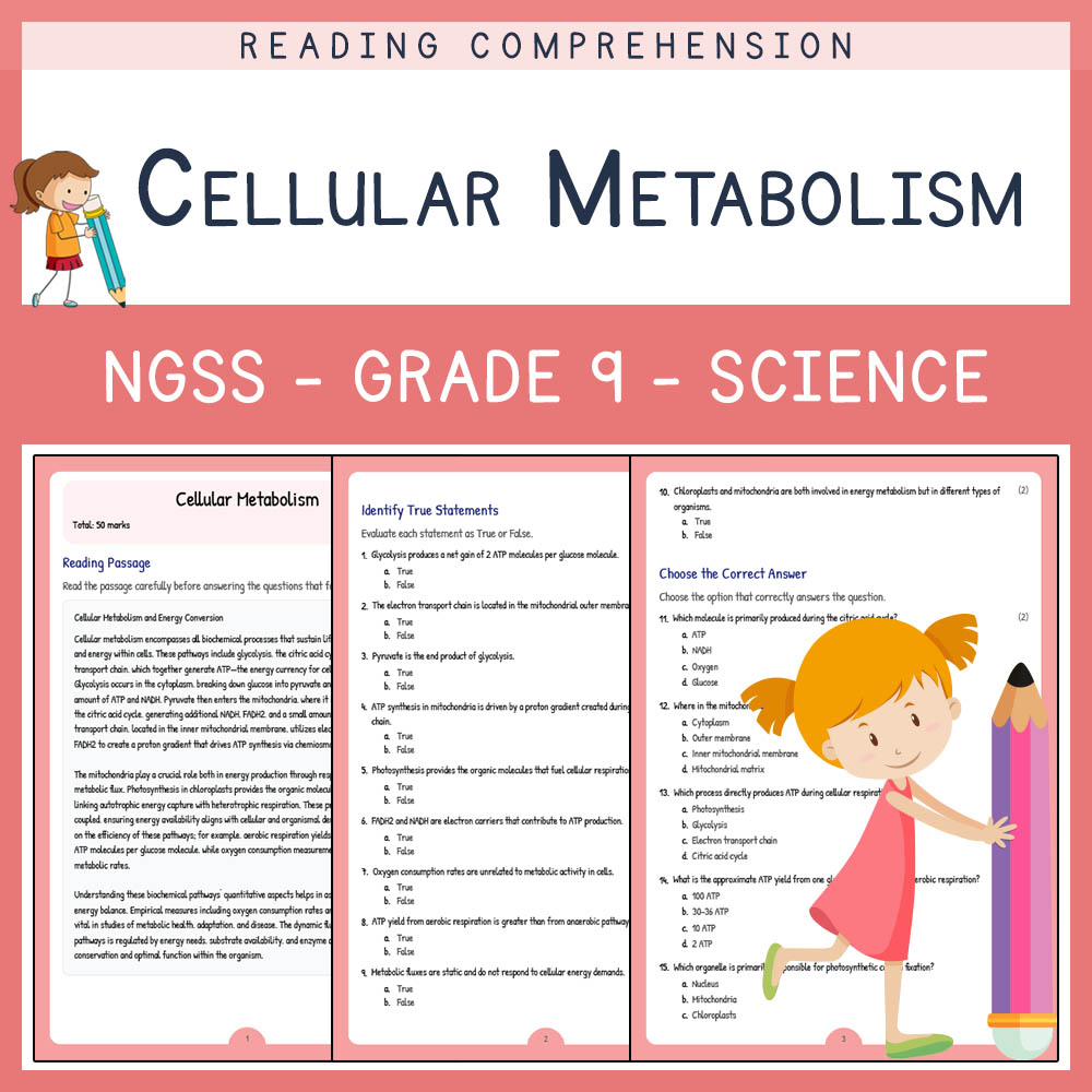 Grade 9 Science worksheet worksheet — Grade 9 Science | Cellular Metabolism Worksheet & Answer Key (PDF) — page 1