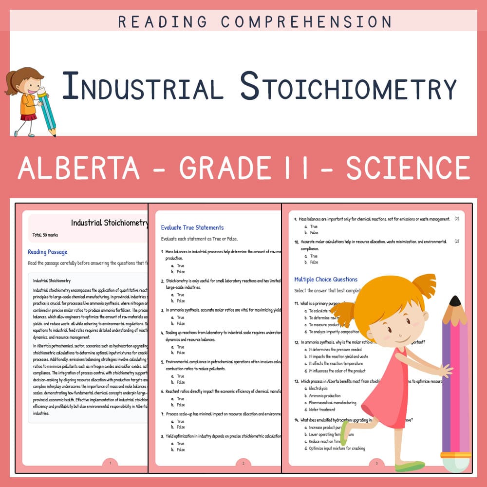 Grade 11 Science worksheet elena worksheet — Grade 11 Science | Industrial Stoichiometry Worksheet | Alberta Standards — p…