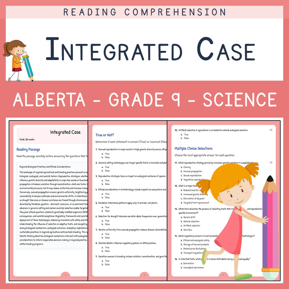 Grade 9 Science worksheet elena worksheet — Grade 9 Science | Integrated Case Worksheet  | Alberta Standard — page 1