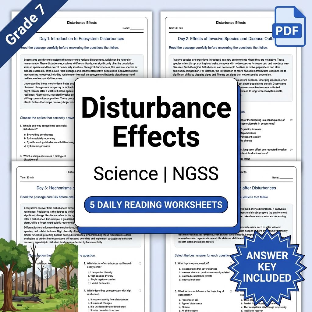 Grade 7 Science – Ecosystem Disturbance Effects Worksheet(PDF + Answer Key)