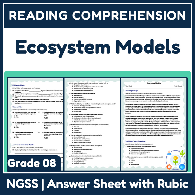 Grade 8 Science reading worksheets worksheet — Grade 8 Science | Ecosystem Models Reading Worksheet – NGSS Aligned (Answer…