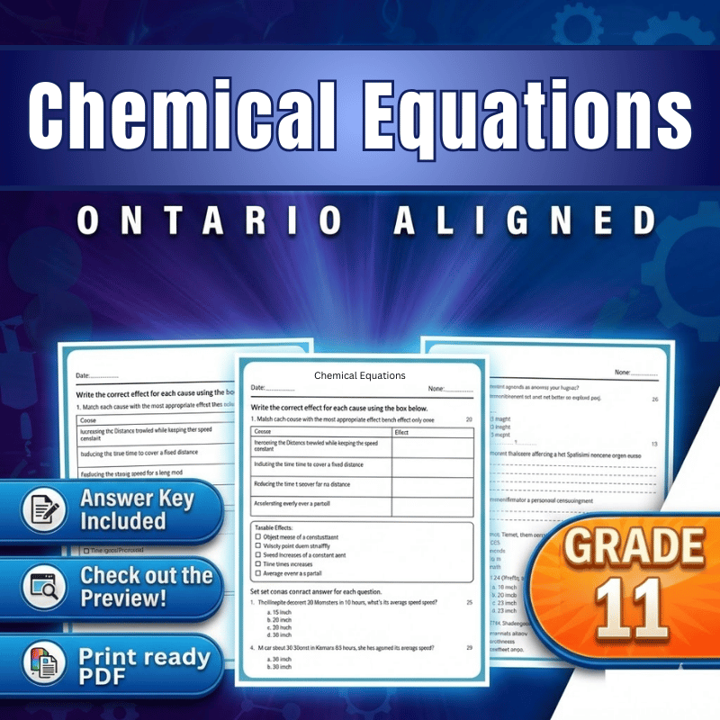 Grade 11 Science | Chemical Equations Worksheet (Ontario) – PDF