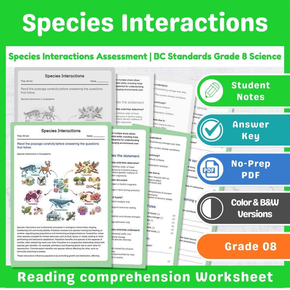 Grade 8 Science Mini Bundle – Ecosystems & Ecological Assessment | BC Standards — included worksheet 4
