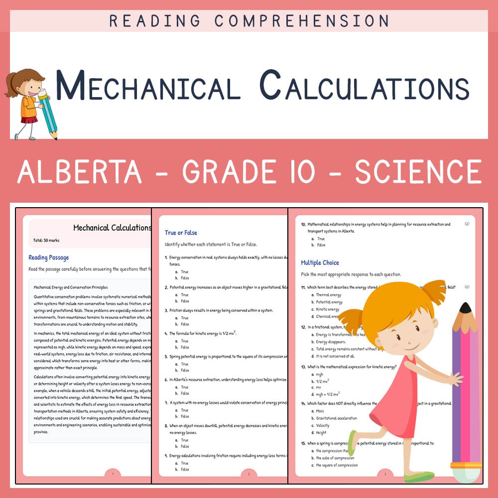 Grade 10 Science worksheet elena worksheet — Grade 10 Science | Mechanical Calculations Worksheet | Alberta Standards — pa…