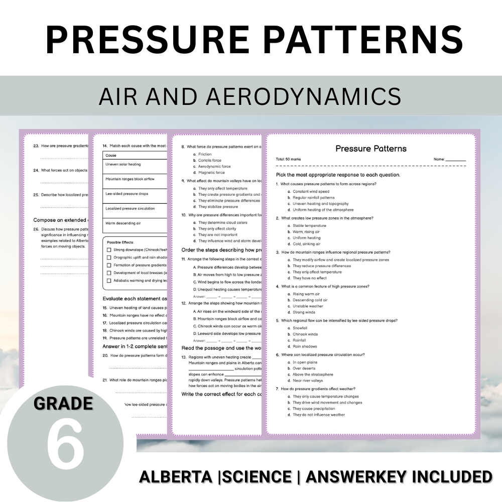 Grade 6 Science Unit Bundle | Flight, Air Pressure & Aerodynamics Worksheets — included worksheet 4