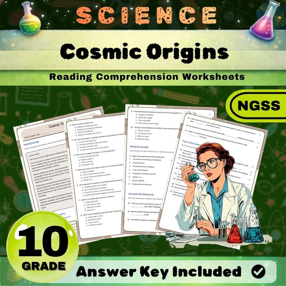 Grade 10 Science NGSS Bundle | Worksheets for Earth, Life & Physical Sciences — included worksheet 10