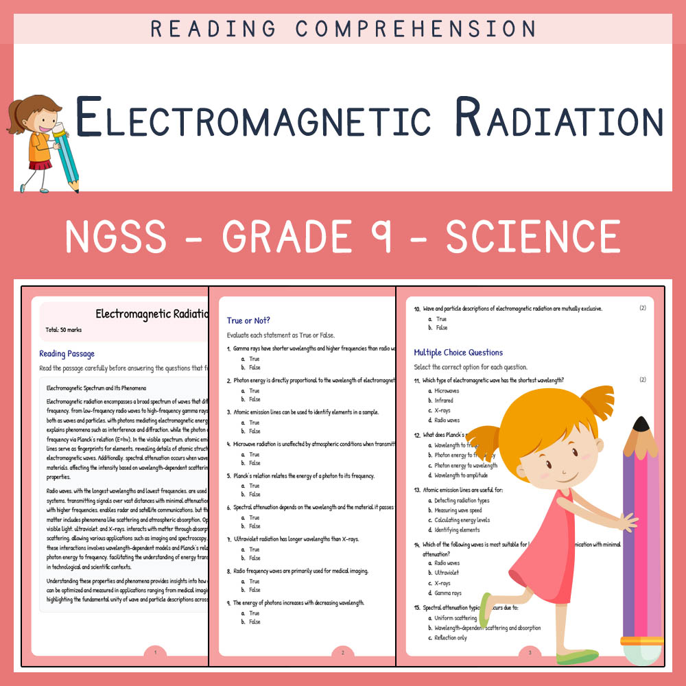 Grade 9 Science worksheet worksheet — Grade 9 Science | Electromagnetic Radiation Worksheet (Answer Key + Rubric) — page 1