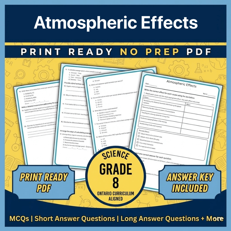 Grade 8 Science | Atmospheric Effects Worksheet (Ontario, PDF)
