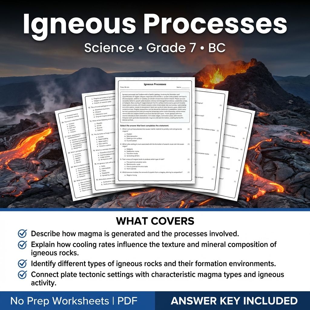 7th Grade Science | Igneous Processes Worksheet & Answer Key (Printable PDF)