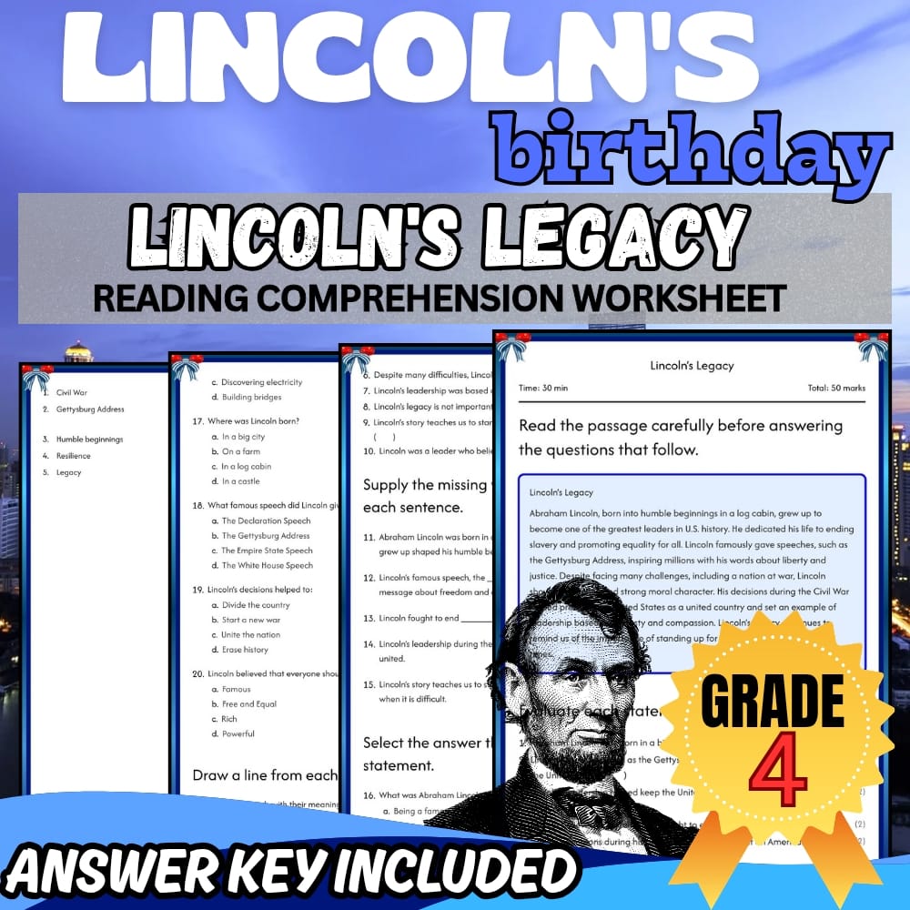 Grade 4 Lincoln’s Birthday Worksheet for Mastering U.S. History|PDF + Answer Key