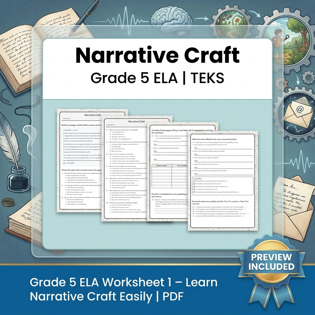 Grade 5 Writing Process: Craft, Revising, and Editing ELA Lesson Bundle – TEKS — included worksheet 5