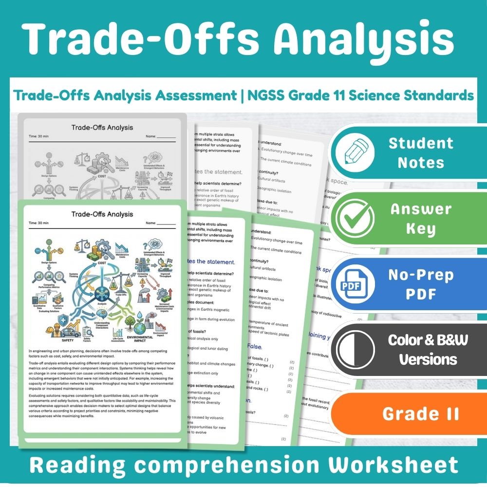 Grade 11 Science - Systems Thinking & Design Assessment | NGSS Standards-Aligned — included worksheet 1