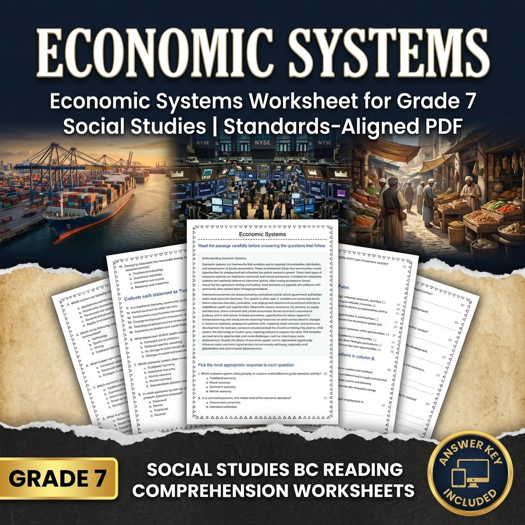 Economic Systems Worksheet for Grade 7 Social Studies | Standards-Aligned PDF