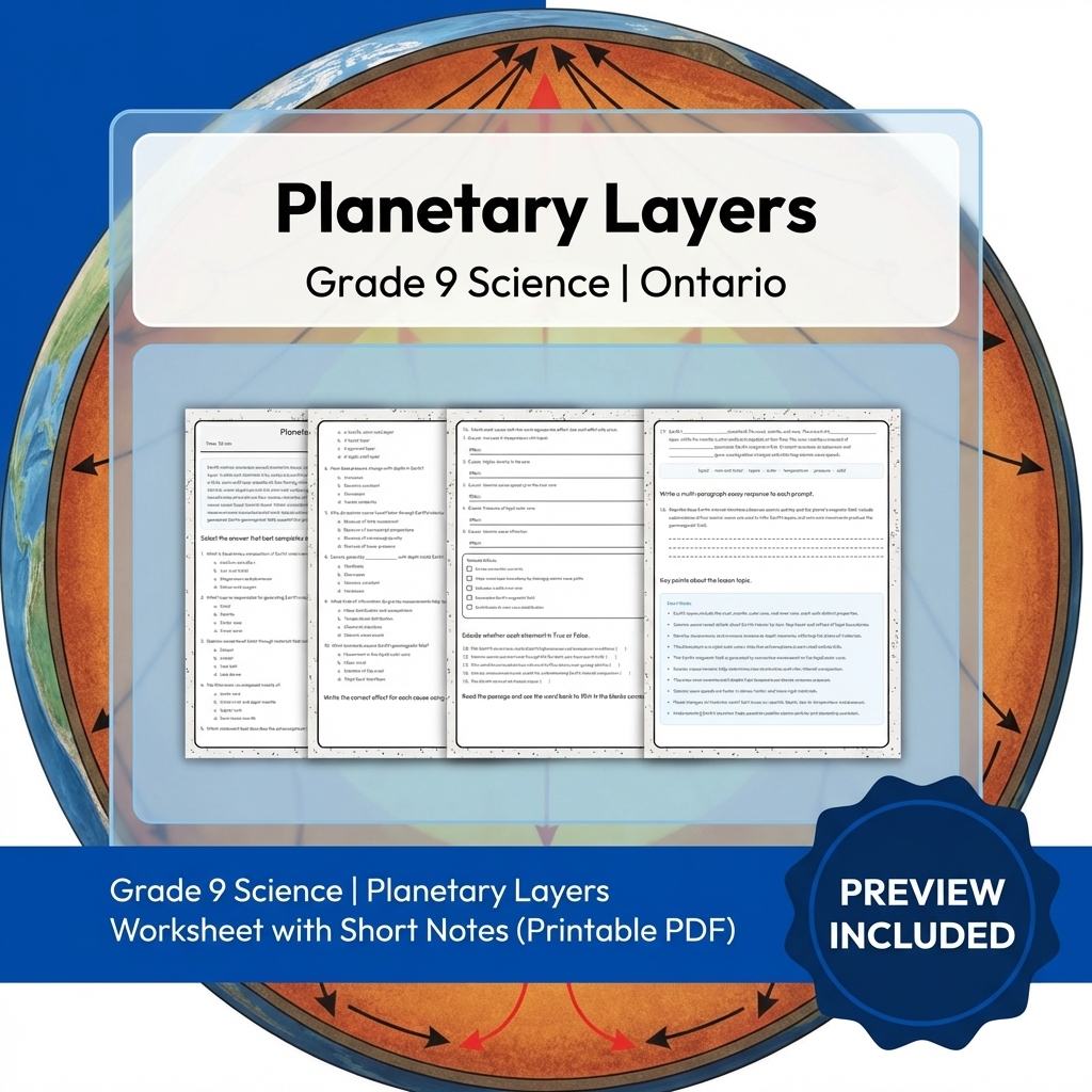 Grade 9 Science Lesson Group Bundle | Ontario Curriculum Worksheets — included worksheet 7