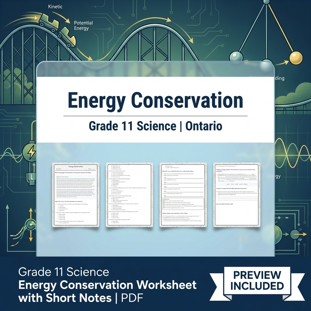 Grade 11 Science Lesson Bundle: Motion, Energy, Waves & Circuits – Ontario — included worksheet 5