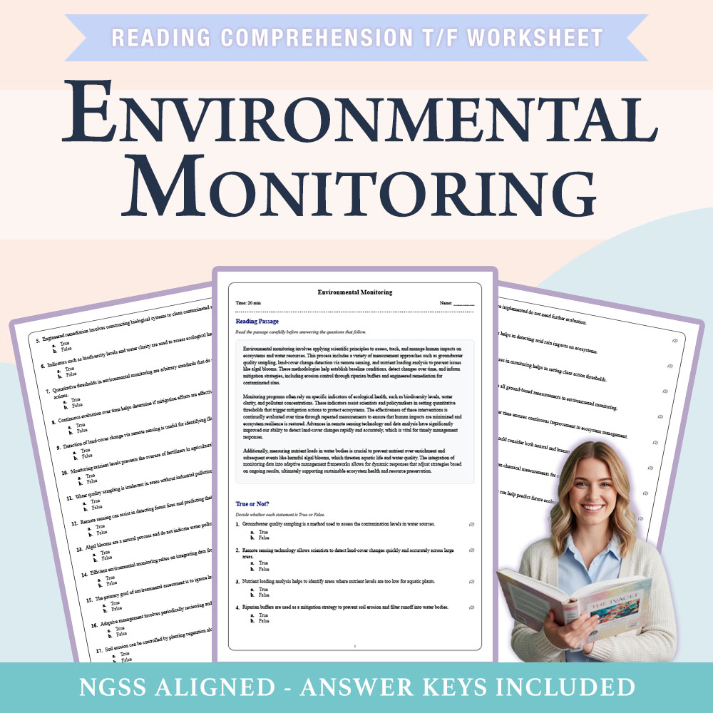Grade 8 Science — worksheet — Grade 8 Science | Environmental Monitoring Worksheet (PDF +Answer Key) — page 1