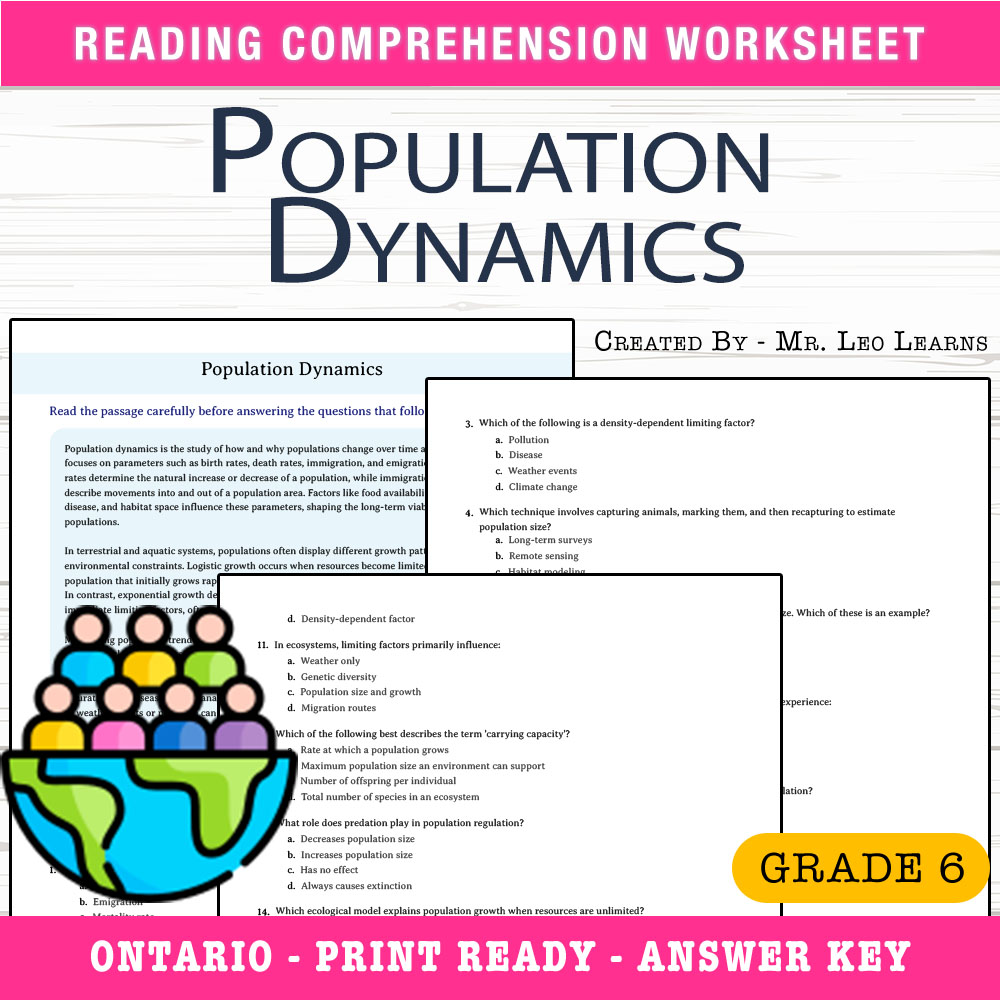 Grade 6 Science worksheet worksheet — Grade 6 Science – Population Dynamics Worksheet for Mastery — page 1
