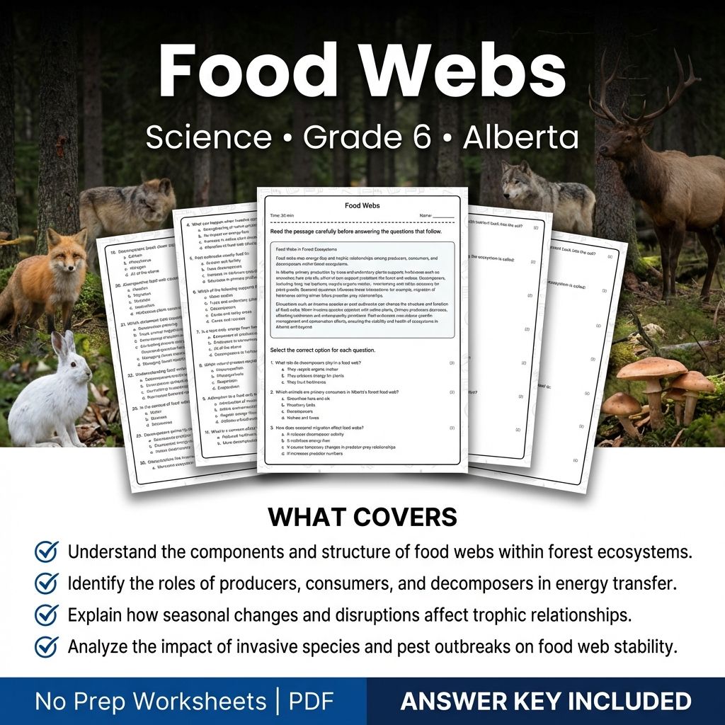 Food Webs Worksheet | Grade 6 Science | Alberta Standards