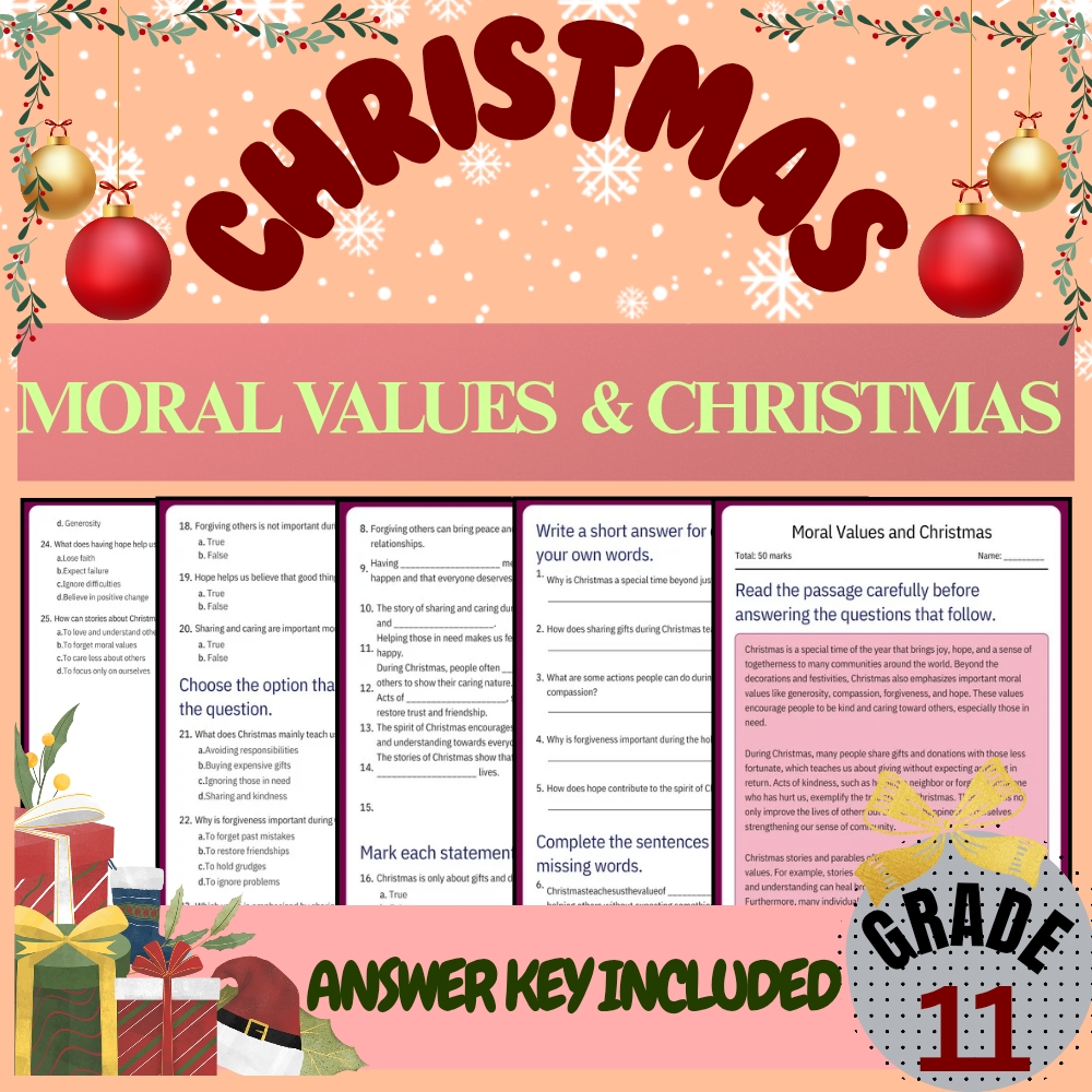 Grade 11 Seasonal Cultural & Traditions Unit Bundle(Worksheet Pack +Answer Keys) — included worksheet 1