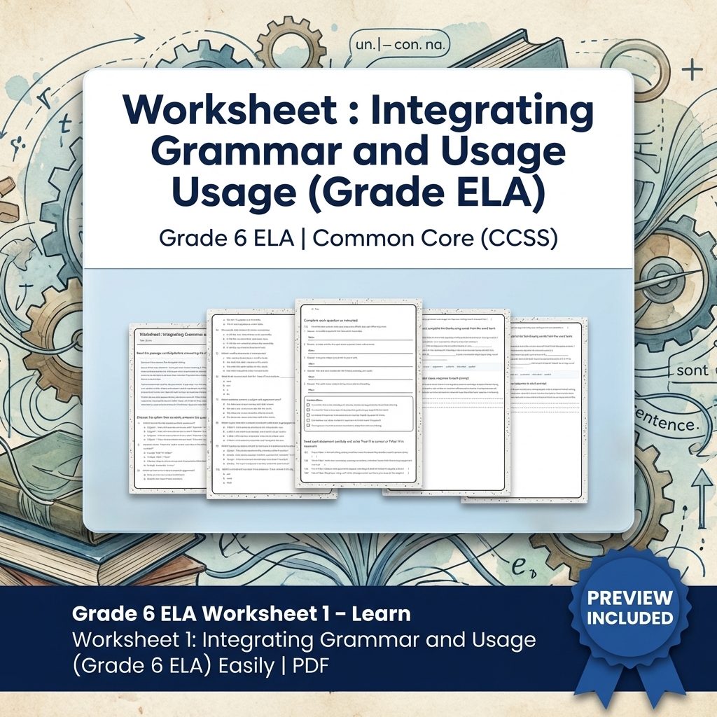 Grade 6 ELA Reading, Writing, & Grammar Full-Year Bundle (Common Core CCSS) — included worksheet 8
