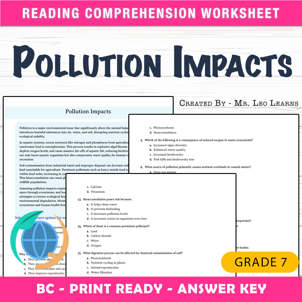 Grade 8 Science worksheet mcq paper worksheet — Grade 8 Science — Worksheet MCQ Paper for Mastering Pollution Impacts — pa…