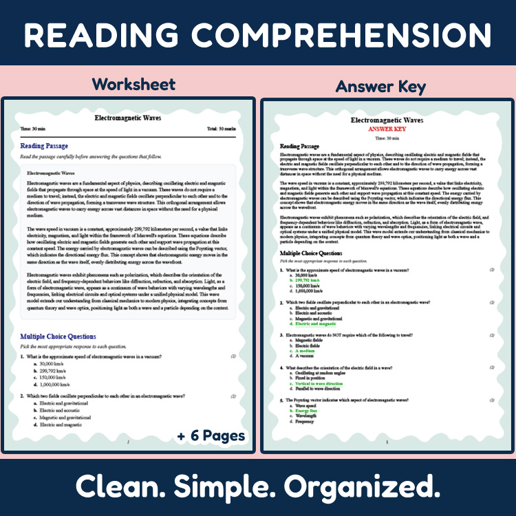 Grade 11 Science reading worksheets worksheet — 11th Grade Science | Electromagnetic Waves Reading Worksheet & Answer Key…