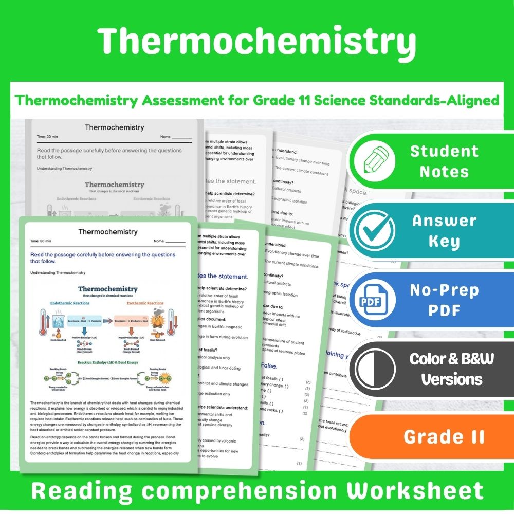 Grade 11 Science | Thermochemistry Assessment Bundle – Standards-Aligned — included worksheet 5