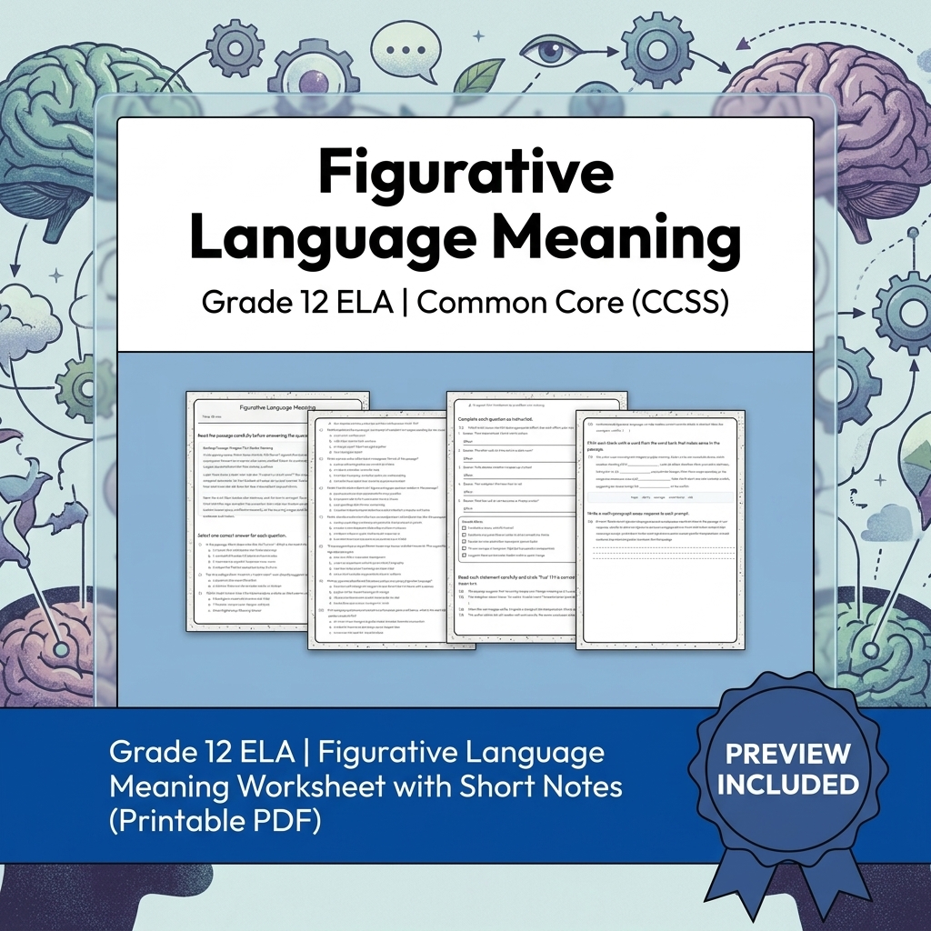 Grade 12 ELA Evidence-Based Reading & Writing Full-Year Bundle (CCSS) — included worksheet 16