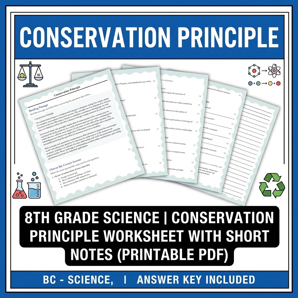 Grade 8 Science reading worksheets — Grade 8 Science | Conservation Principle Reading Worksheet (PDF & Answer Key)