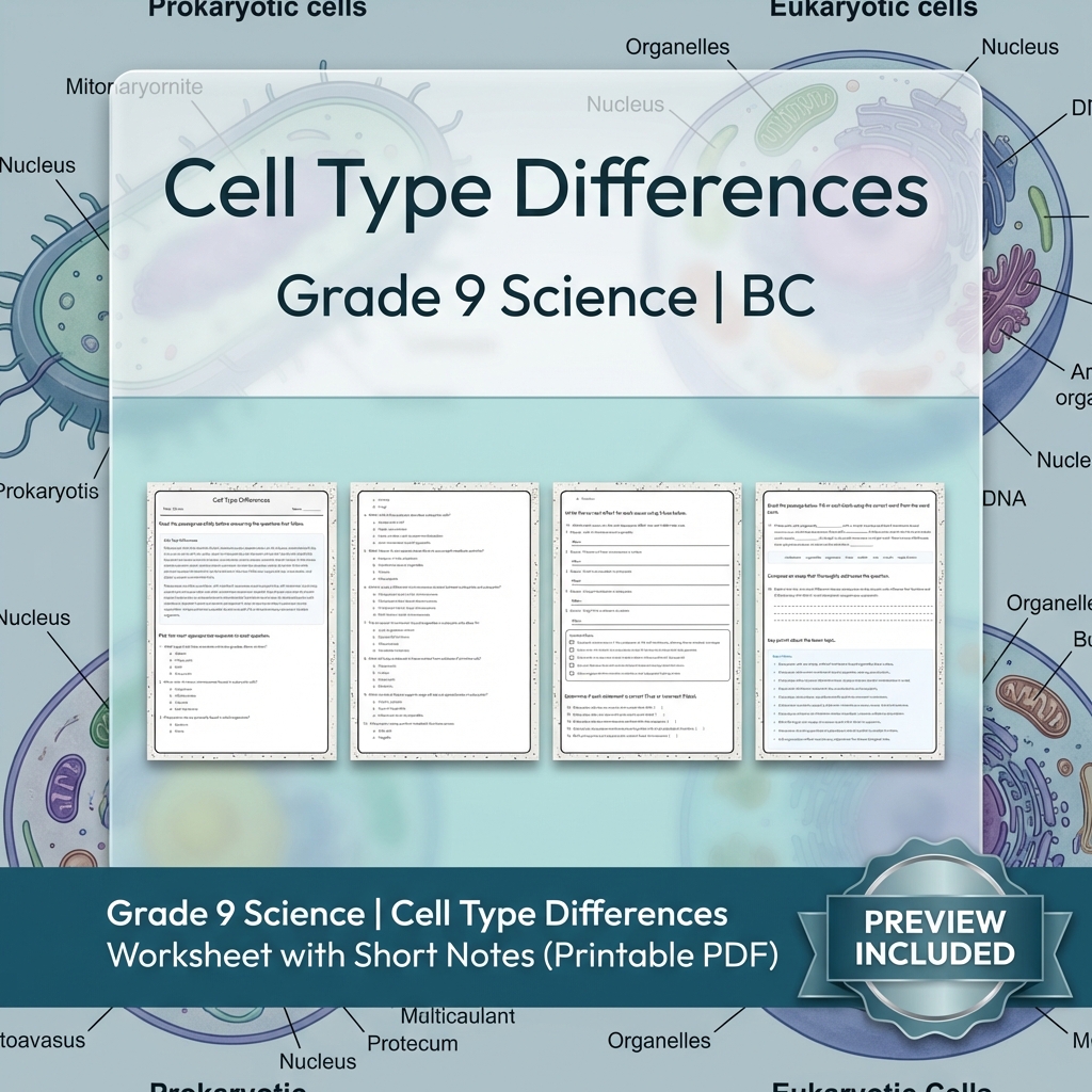Grade 9 Science Full Year Bundle | BC Framework Students Practice — included worksheet 13