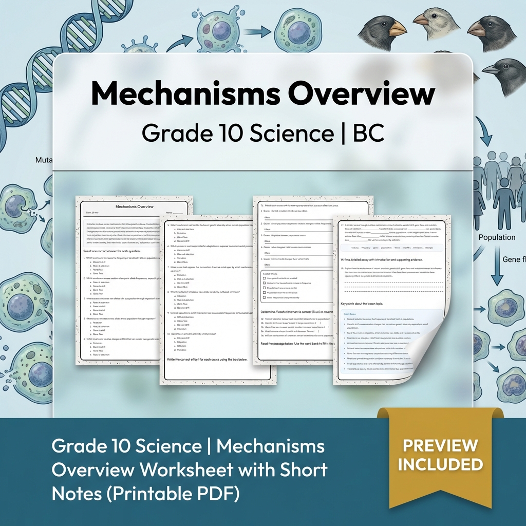 Grade 10 Science | BC Framework Lesson Group Worksheet Pack — included worksheet 4
