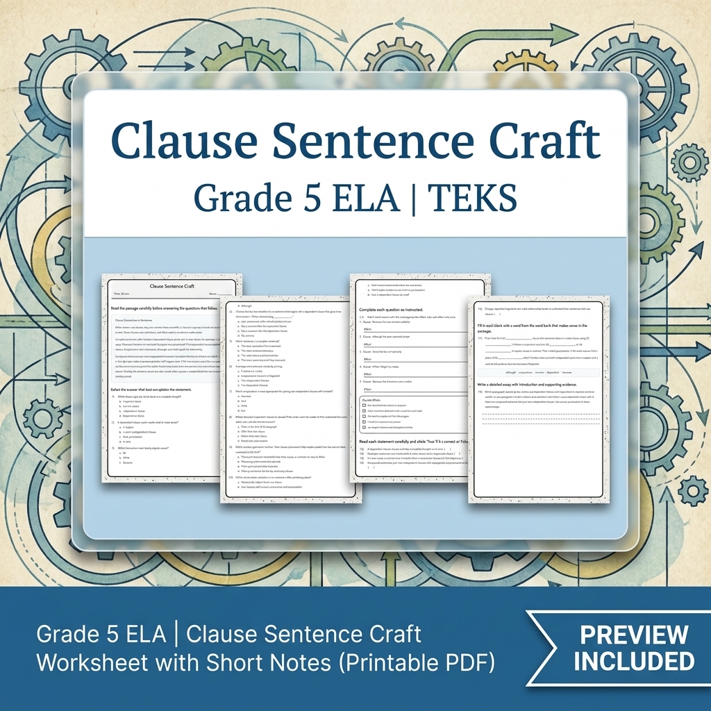Grade 5 Language Conventions ELA Lesson Bundle TEKS Grammar Worksheets — included worksheet 2
