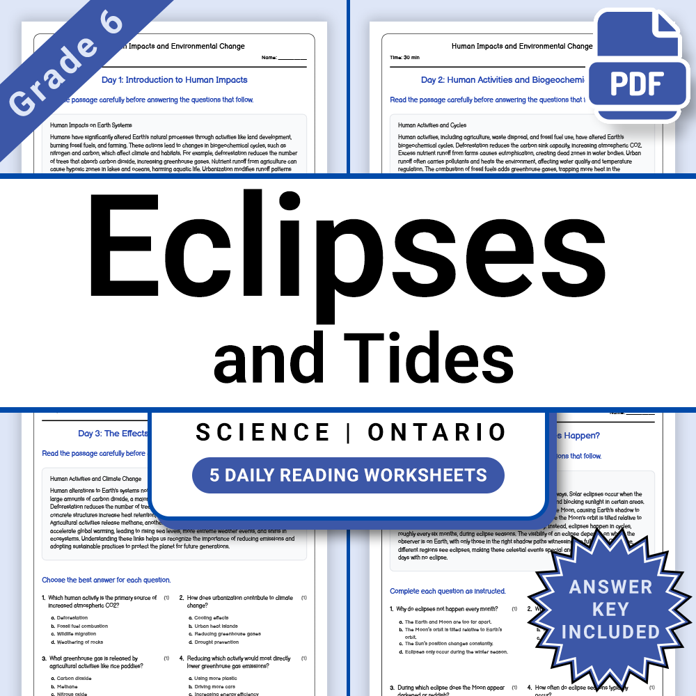 Grade 6 Science Lesson Bundle | Sun, Earth, Moon & Space Concepts — included worksheet 5