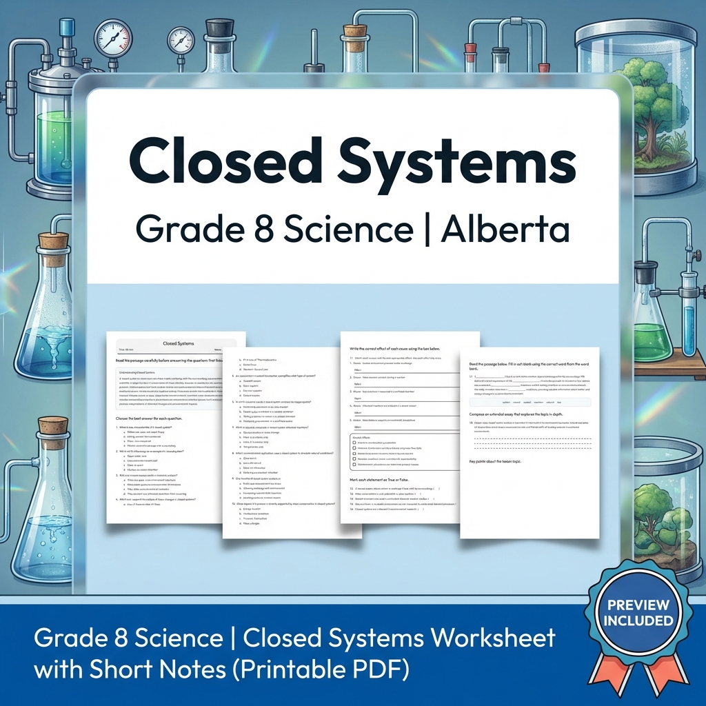 Grade 8 Science Unit | Matter & Chemical Change Worksheets Pack  — included worksheet 1