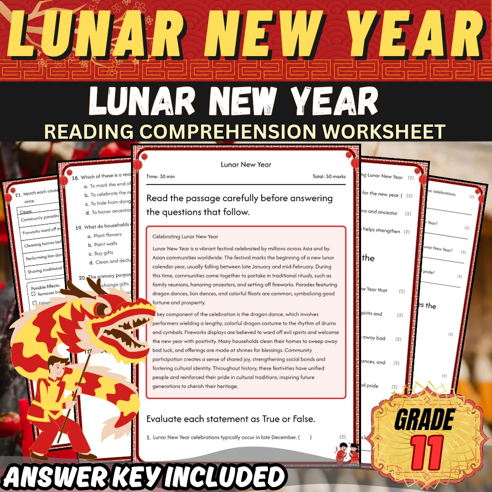 Grade 11 | Lunar New Year for Mastering Cultural Celebrations | PDF + Answer Key