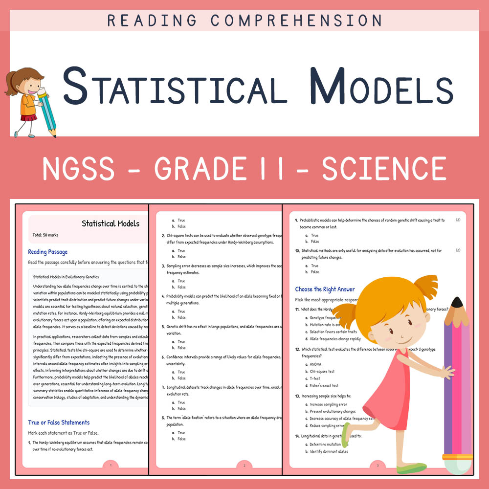 Grade 11 Science worksheet worksheet — Grade 11 Science | Statistical Models Worksheet & Answer Key (PDF) — page 1