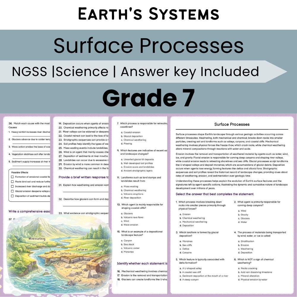 Grade 7 Science Earth's Systems Lesson Bundle | NGSS Worksheets — included worksheet 3