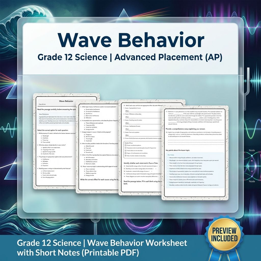 Grade 12 Science Worksheet Bundle – Physics & Biology Topics (PDF Collection) — included worksheet 16