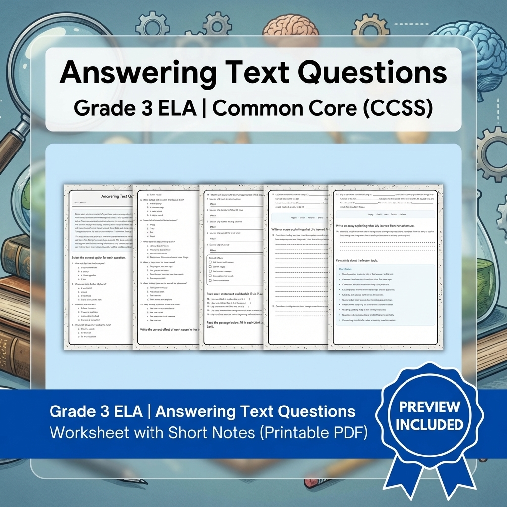 Grade 3 Text Evidence Writing ELA Full-Year Bundle for Common Core (CCSS) — included worksheet 8