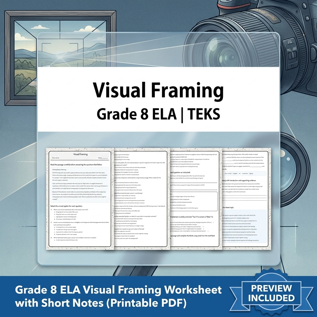 Grade 8 Oral Presentations & Evidence-Based Discussion ELA lesson bundle TEKS — included worksheet 1