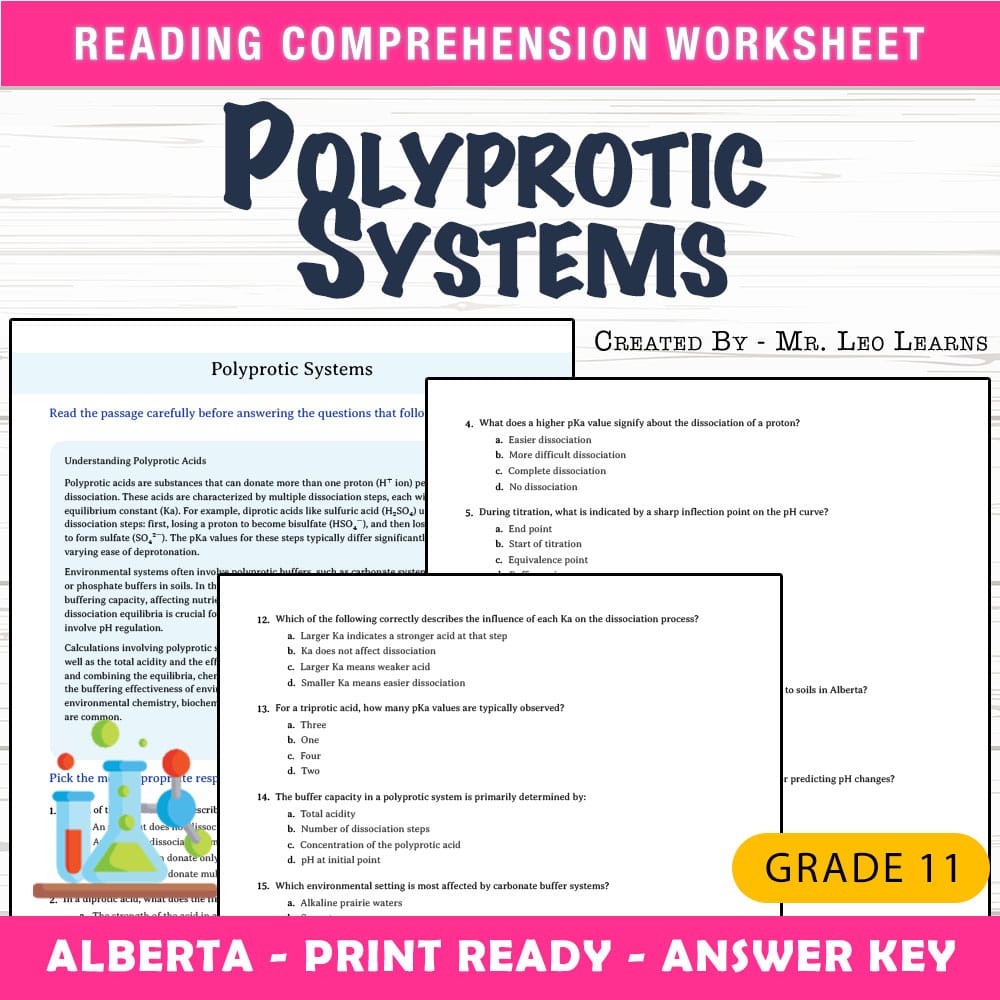 Grade 11 Science worksheet mcq paper worksheet — Grade 11 Science — Worksheet MCQ Paper for Mastering Polyprotic Systems —…
