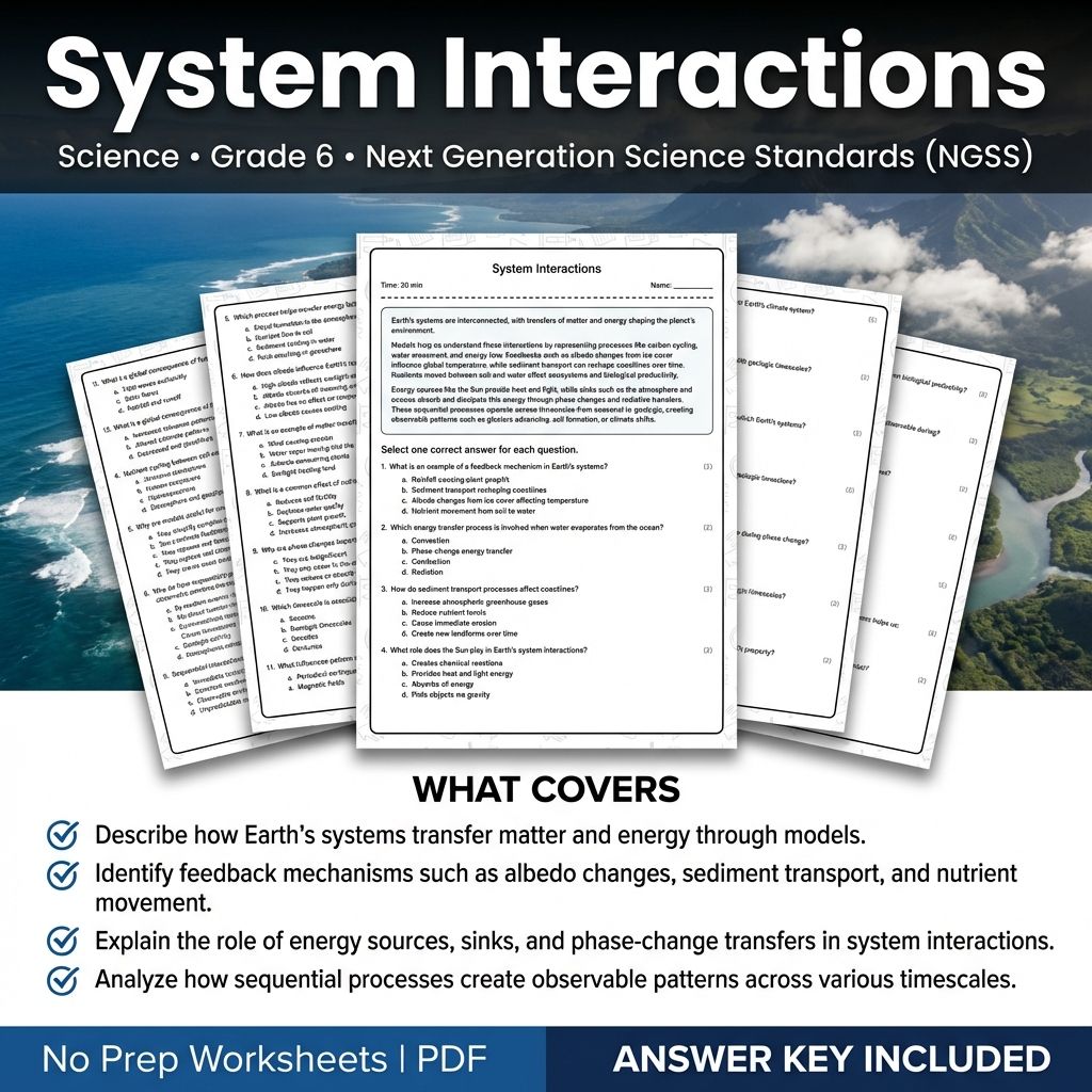 6th Grade Science | System Interactions Worksheet & Answer Key (Printable PDF)