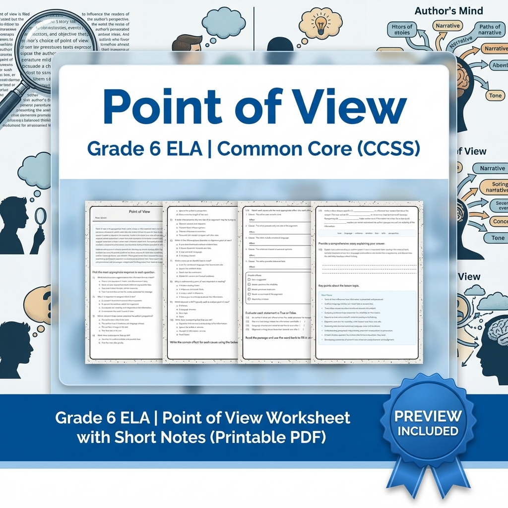 Grade 6 ELA Reading, Writing, & Grammar Full-Year Bundle (Common Core CCSS) — included worksheet 9