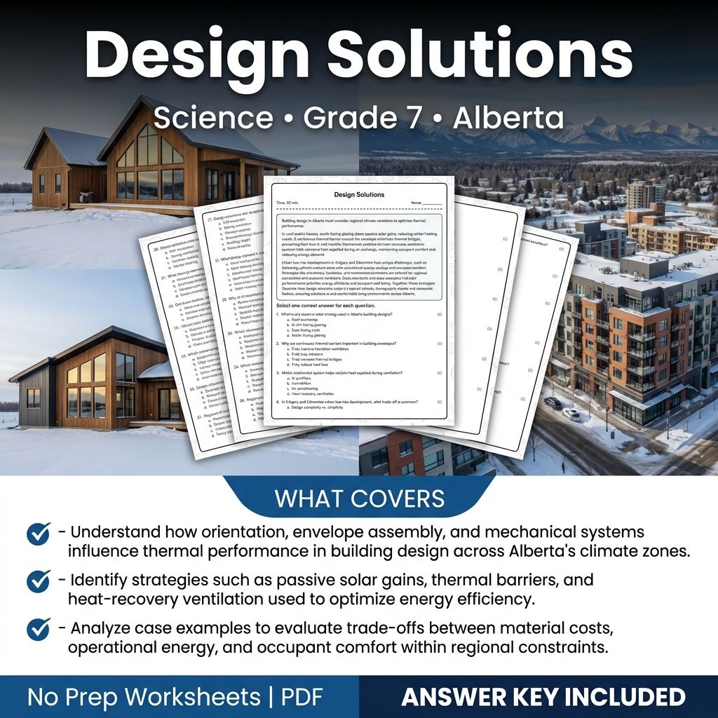 Grade 7 Science Worksheet on Design Solutions | Alberta Standards