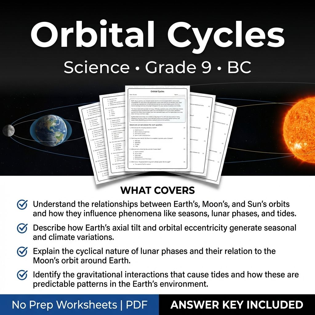 9th Grade Science | Orbital Cycles Worksheet & Answer Key – Classroom PDF